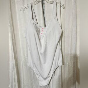 White Ribbed Bathing Suit